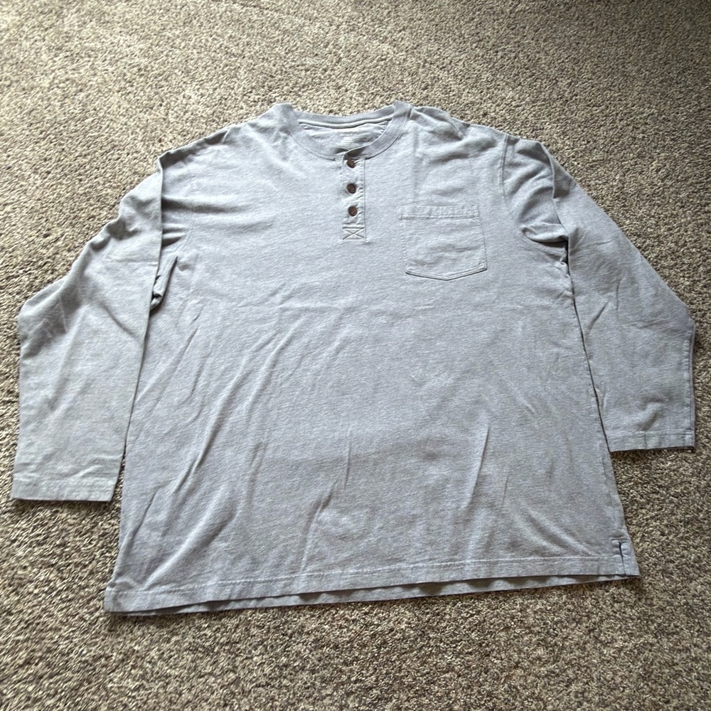 Duluth Trading Co Men's Long Sleeve Henley - Heather Gray - 2XL